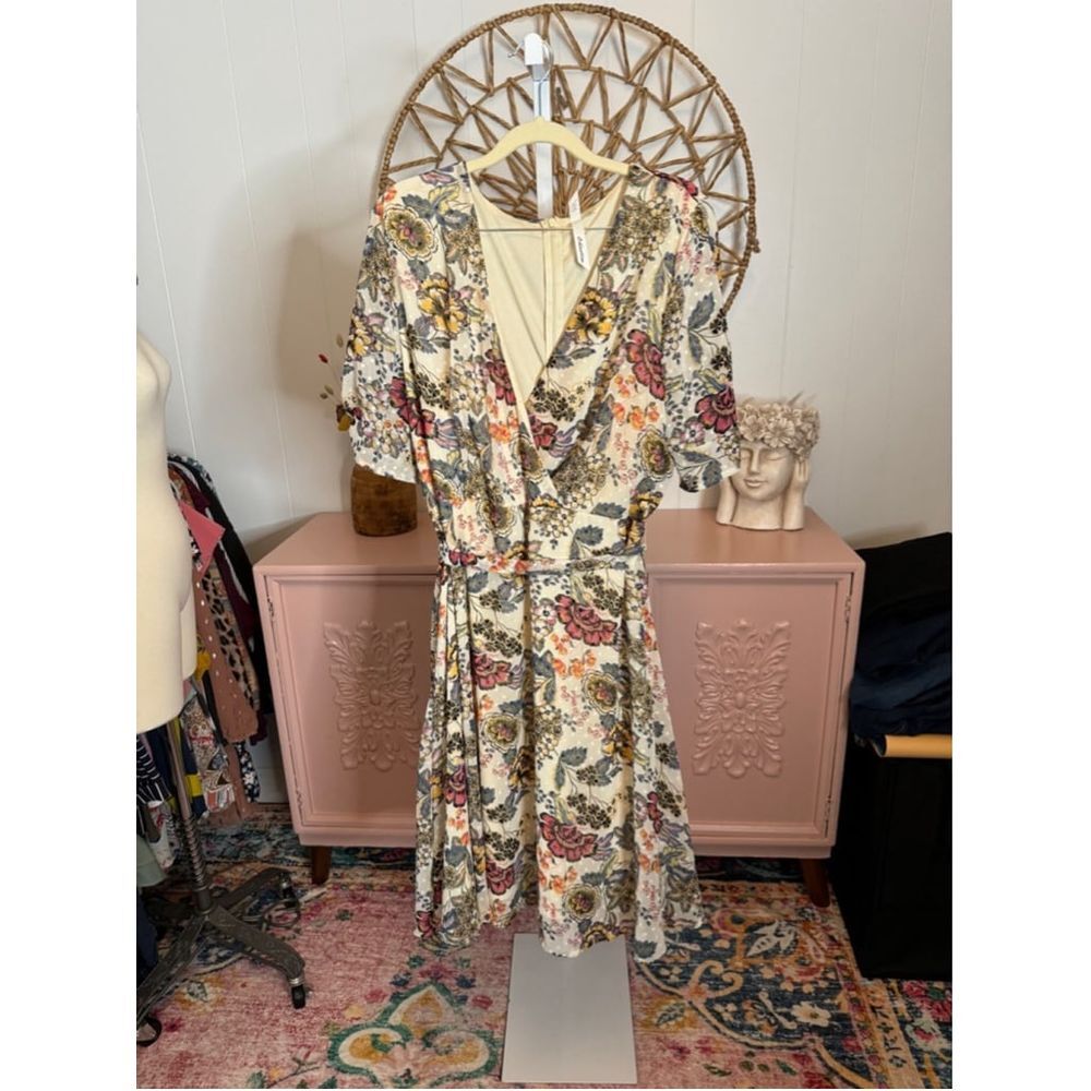 Women's NY Collection Floral Dress XL‎ White
